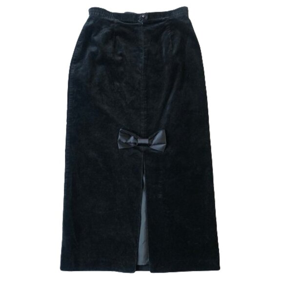 Vintage pencil fitted velvet skirt with bow - Picture 14 of 14